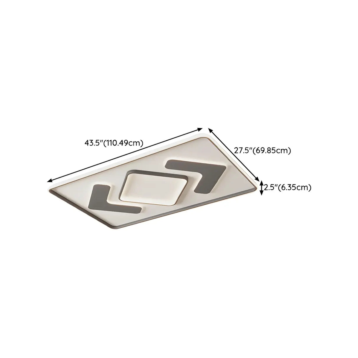 Bedroom Black-White Rectangular LED Flush Mount Light 