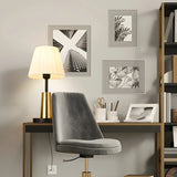 Bedroom Classic Fabric Gold Column Base Table Lamp Image - 2