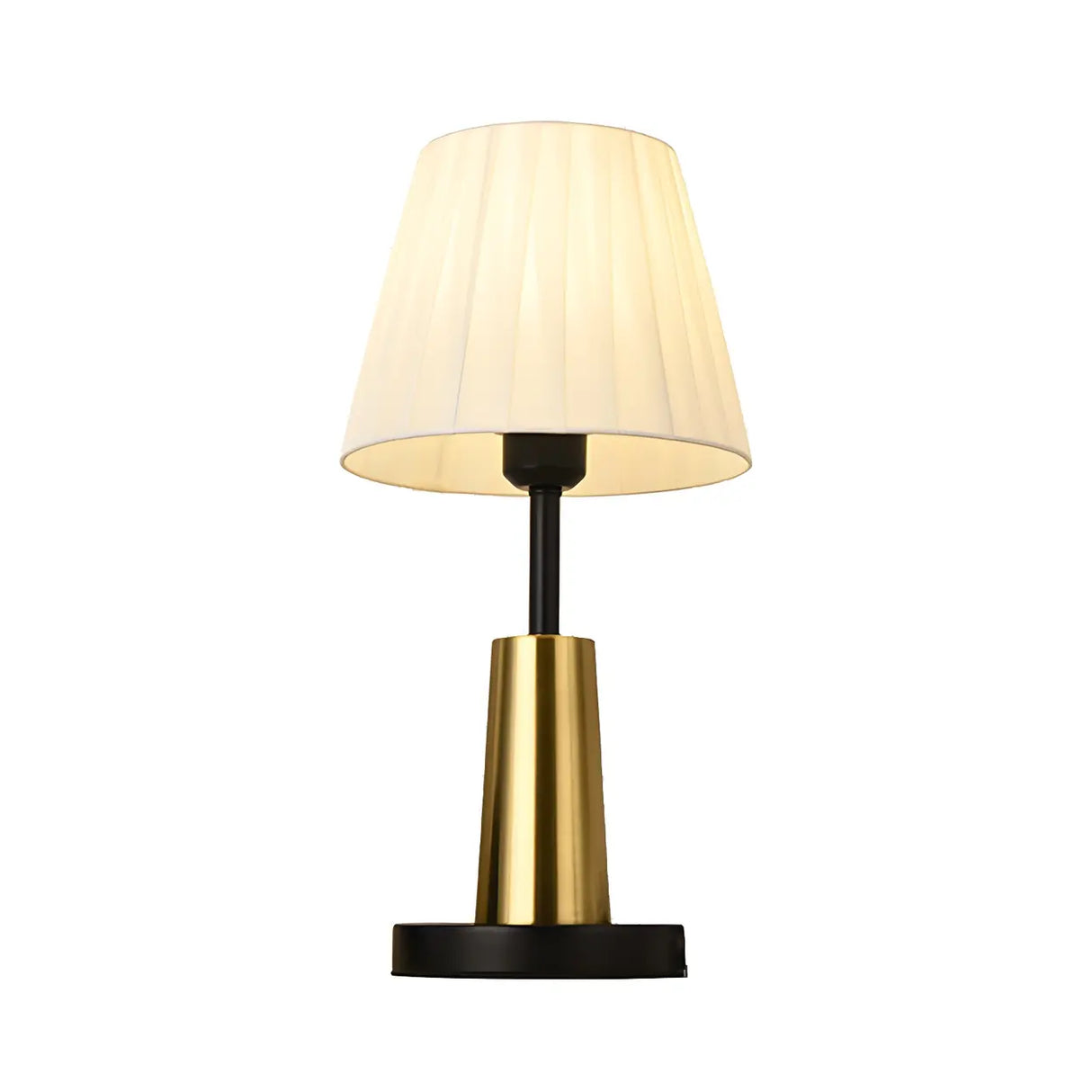 Bedroom Classic Fabric Gold Column Base Table Lamp Image - 5