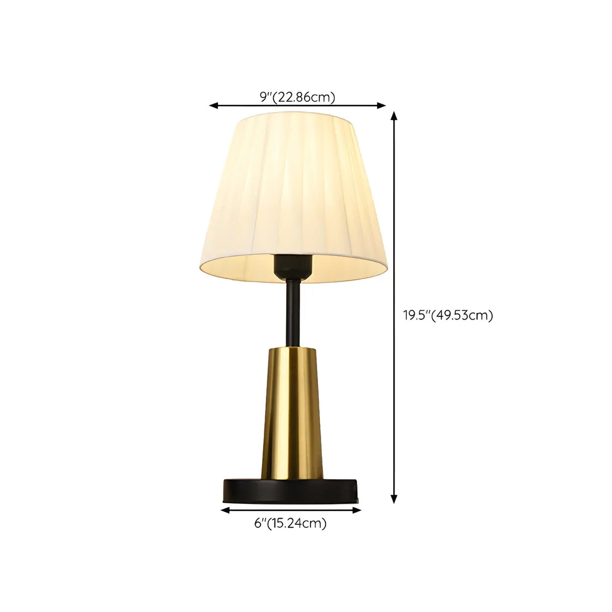 Bedroom Classic Fabric Gold Column Base Table Lamp 