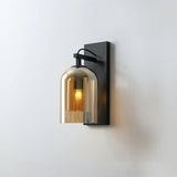Bedroom Clear Cylinder Glass Modern Black Vanity Light Image - 2