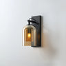 Bedroom Clear Cylinder Glass Modern Black Vanity Light Image - 2