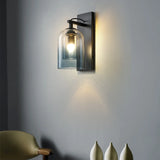Bedroom Clear Cylinder Glass Modern Black Vanity Light Image - 4