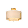 Bedroom Cylinder Textured Fabric Semi-Flush Mount Light Image - 6