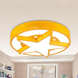 Bedroom Dreamy Pink Star Round LED Flush Mount Light Image - 9