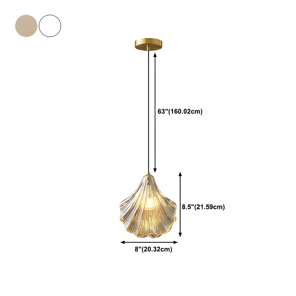 Bedroom Elegant Brass Clear Glass Shell Pendant Light 