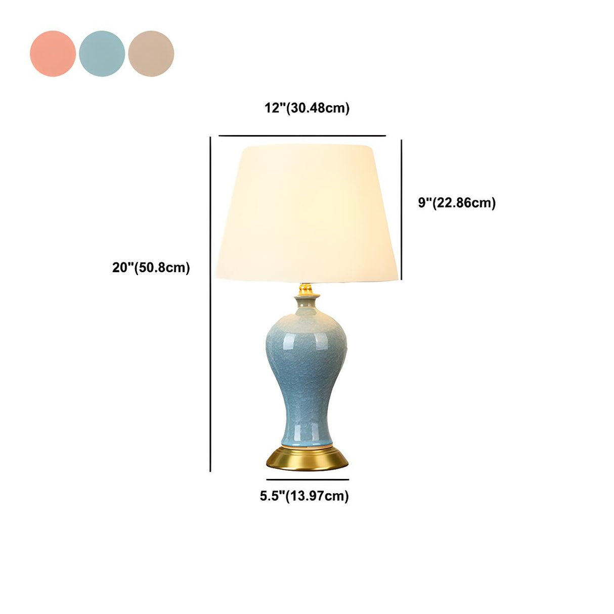 Bedroom Elegant Ceramic Fabric Barrel Shade Table Lamp 