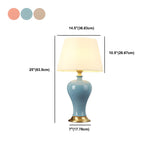 Bedroom Elegant Ceramic Fabric Barrel Shade Table Lamp Image - 16
