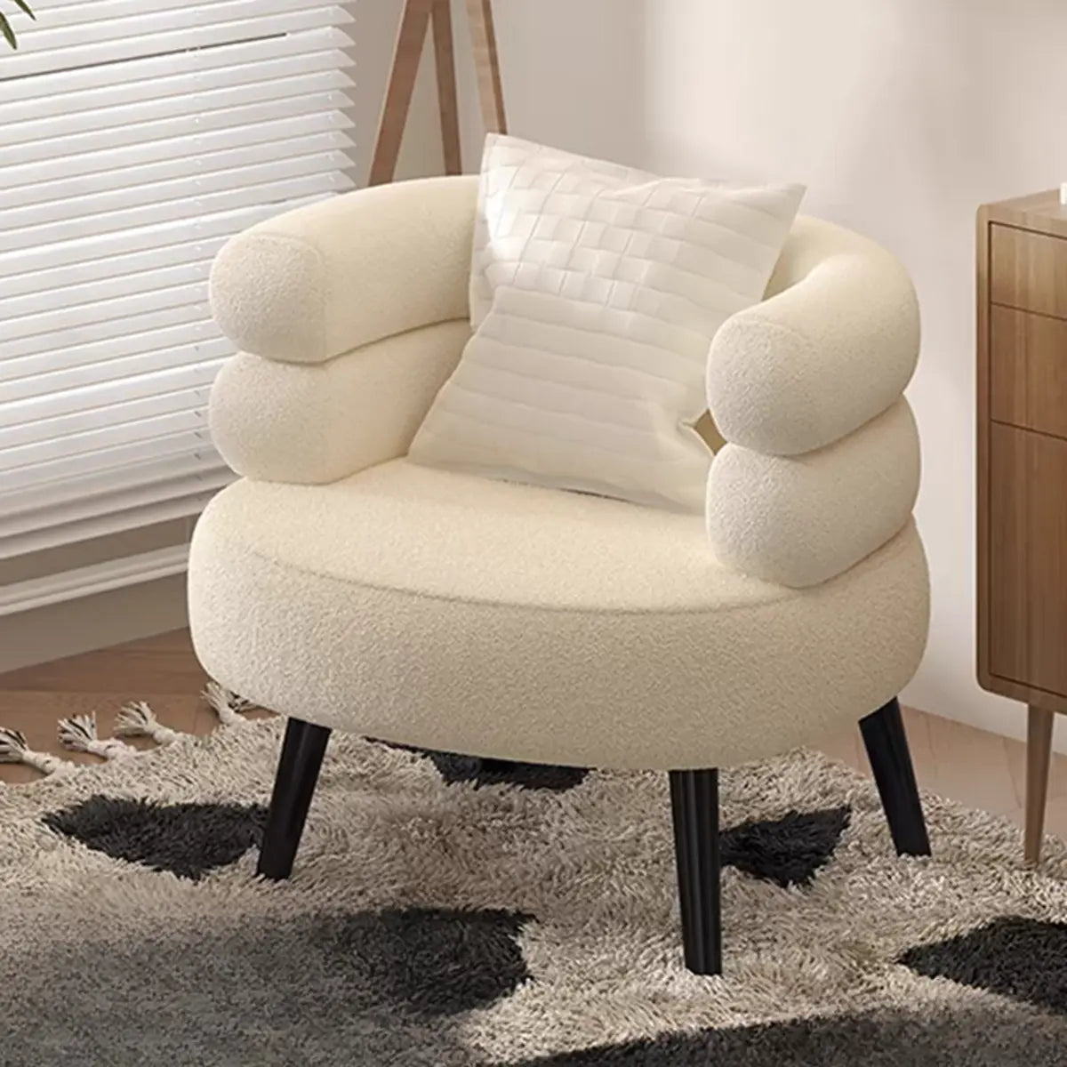 Bedroom Ergonomic Sherpa Curved Back Accent Chair Image - 1