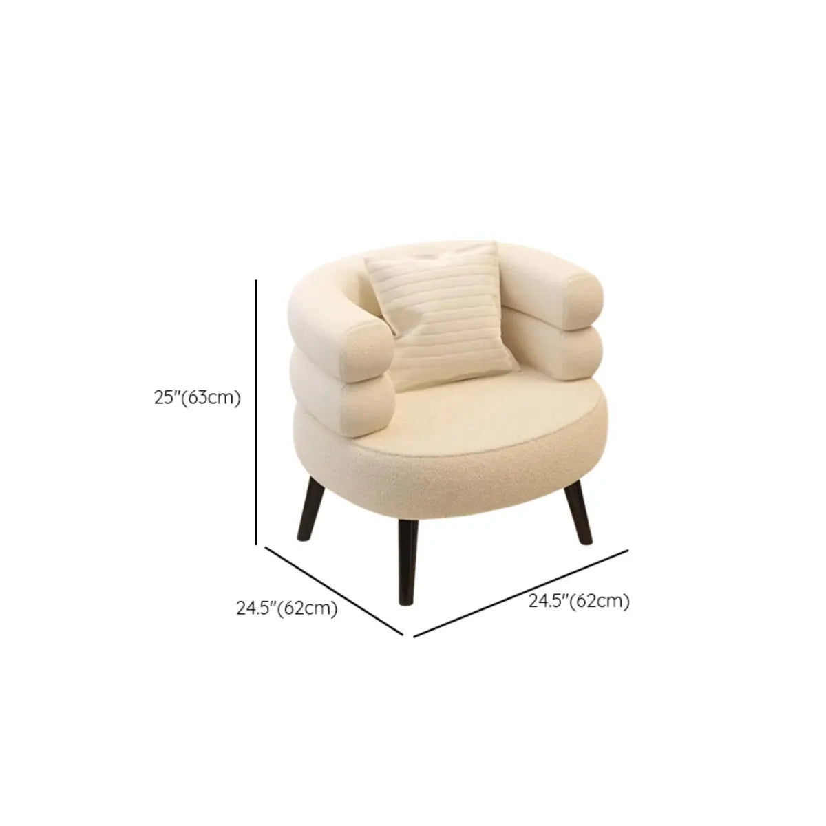 Bedroom Ergonomic Sherpa Curved Back Accent Chair 