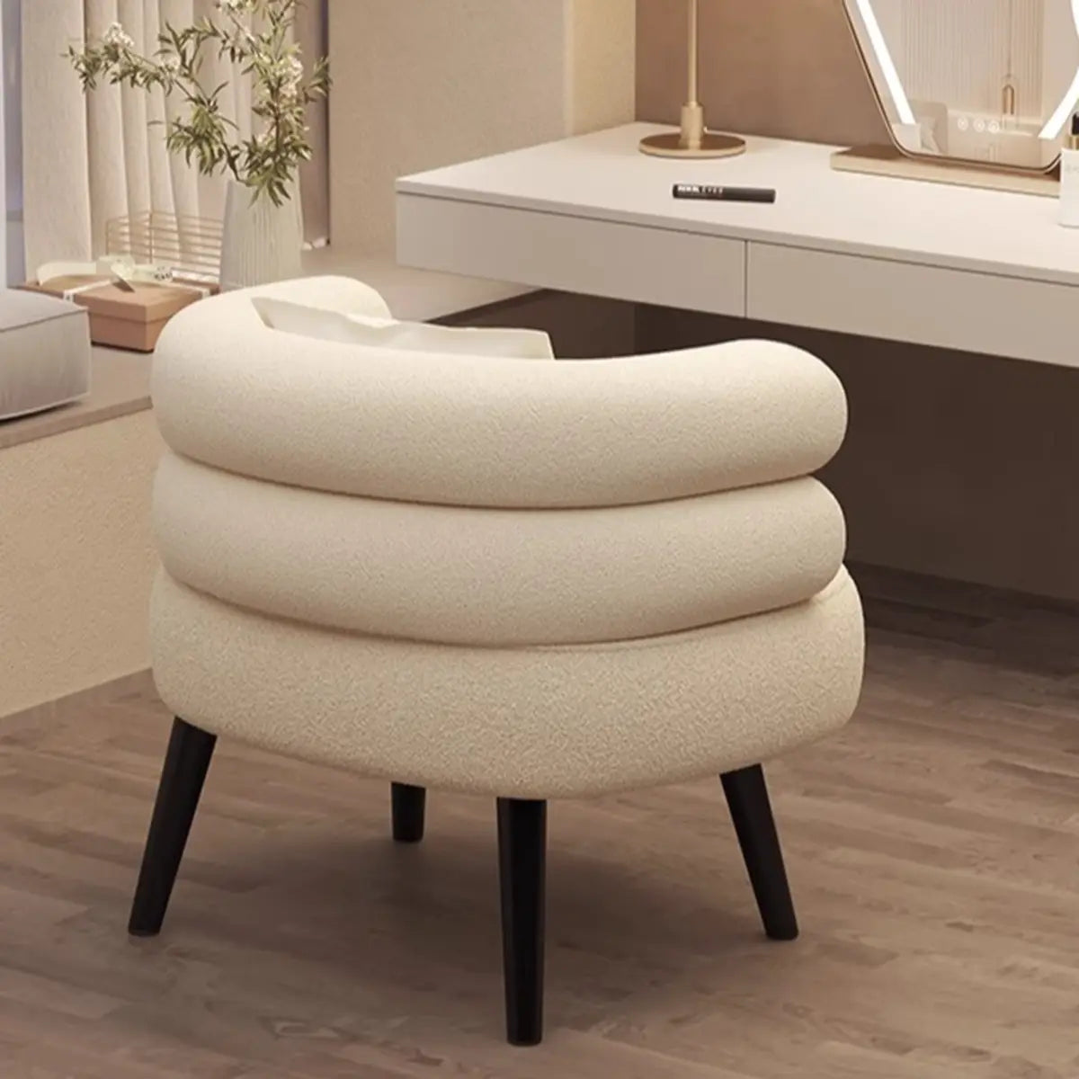 Bedroom Ergonomic Sherpa Curved Back Accent Chair Image - 6