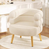 Bedroom Ergonomic Sherpa Curved Back Accent Chair Image - 8