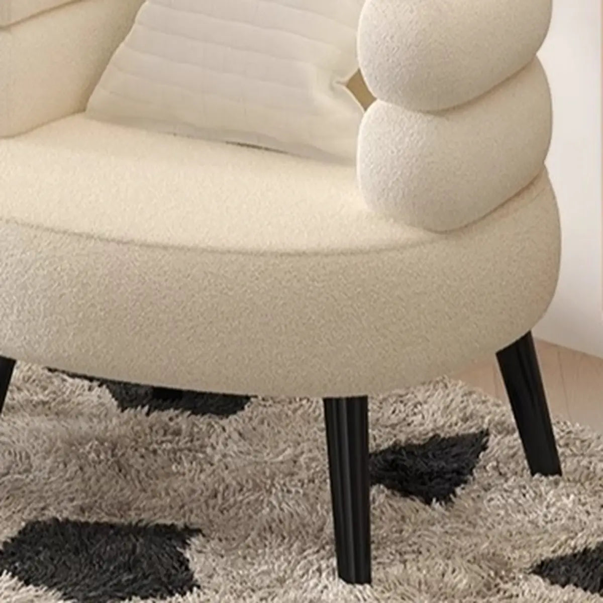 Bedroom Ergonomic Sherpa Curved Back Accent Chair Image - 9