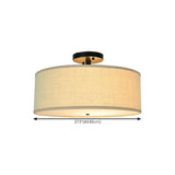 Bedroom Fabric Drum LED Semi-Flush Mount Ceiling Light Image - 12