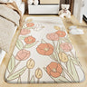 Bedroom Floral Wide Lamb Velvet Beige Non-slip Area Rug Image - 1