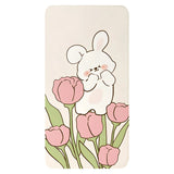 Bedroom Floral Wide Lamb Velvet Beige Non-slip Area Rug Image - 5