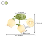 Bedroom Glass Flower Semi-Flush Mount Light 3-Light Image - 19