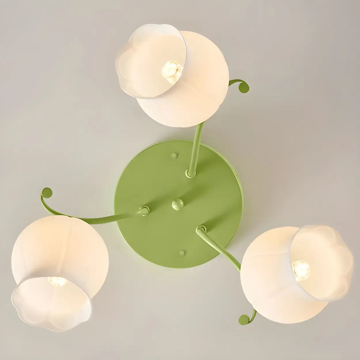 Bedroom Glass Flower Semi-Flush Mount Light 3-Light Image - 6