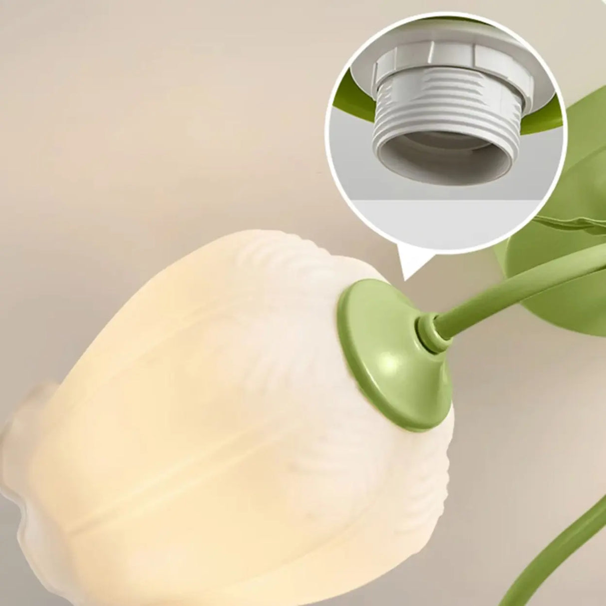 Bedroom Glass Flower Semi-Flush Mount Light 3-Light Image - 8