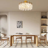 Bedroom Glass Leaf Gold Semi-Flush Mount Ceiling Light Image - 5