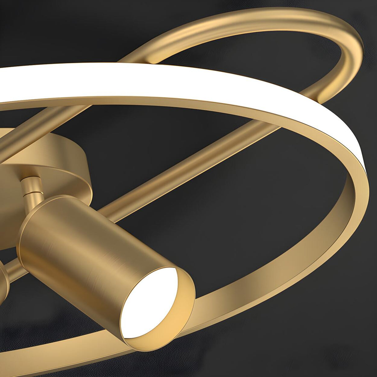 Bedroom Gold Circle Metal Flush Mount Ceiling Light Image - 12