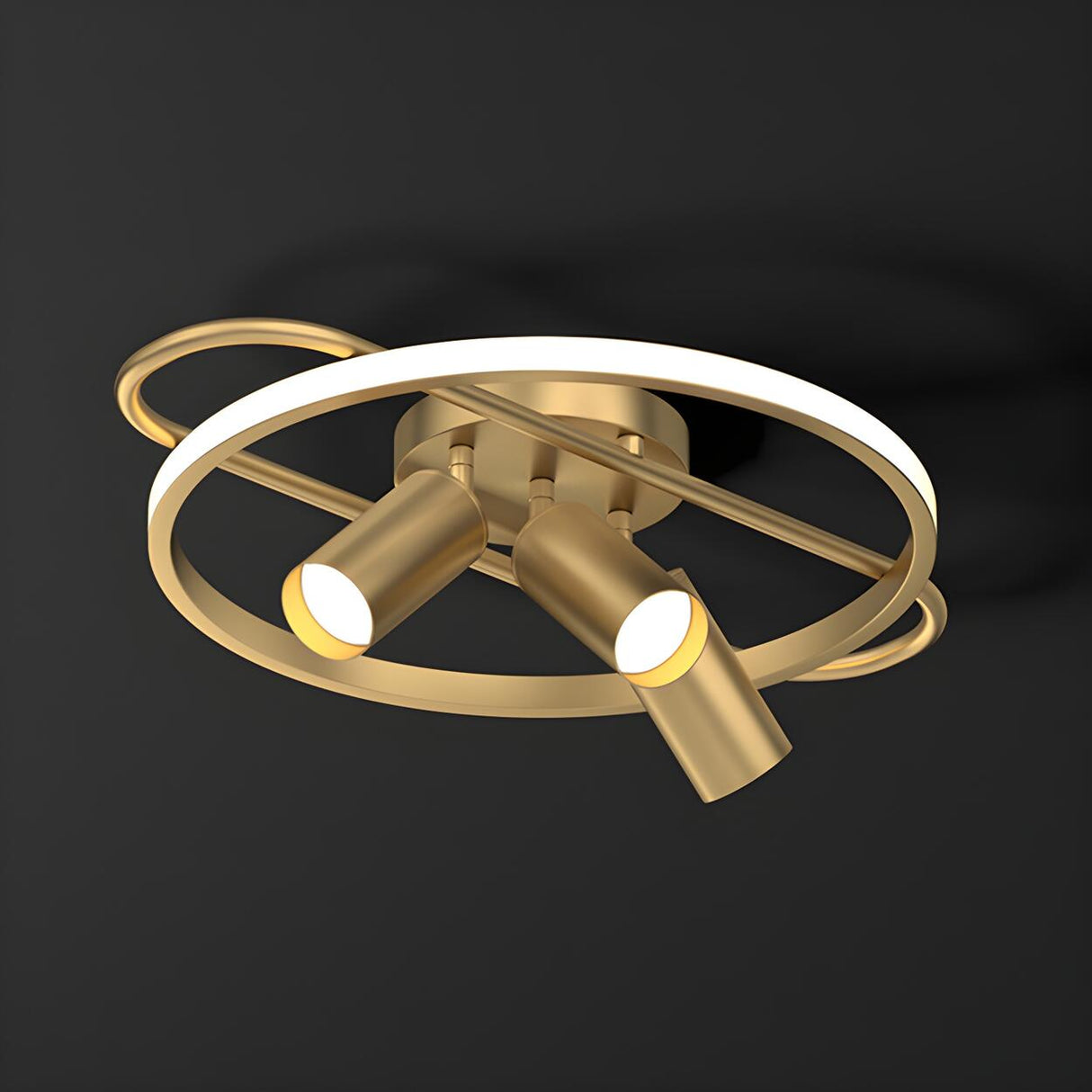 Bedroom Gold Circle Metal Flush Mount Ceiling Light Image - 3