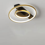 Bedroom Gold Rectangular LED Semi-Flush Mount Light Image - 7
