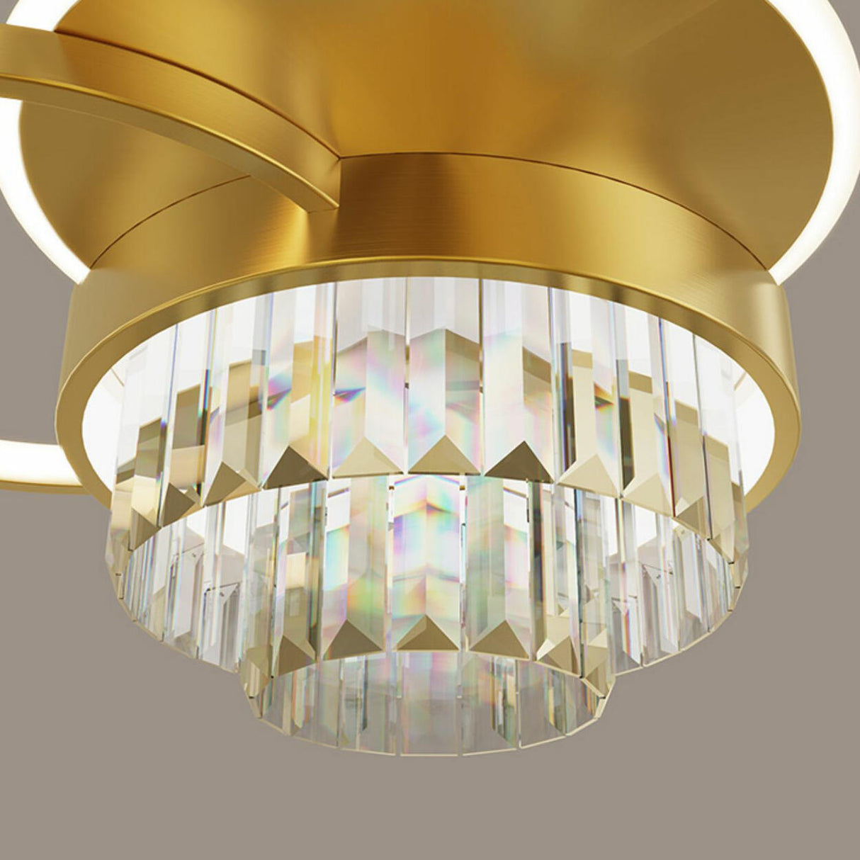 Bedroom Golden Square Crystal LED Flush Mount Light Image - 14