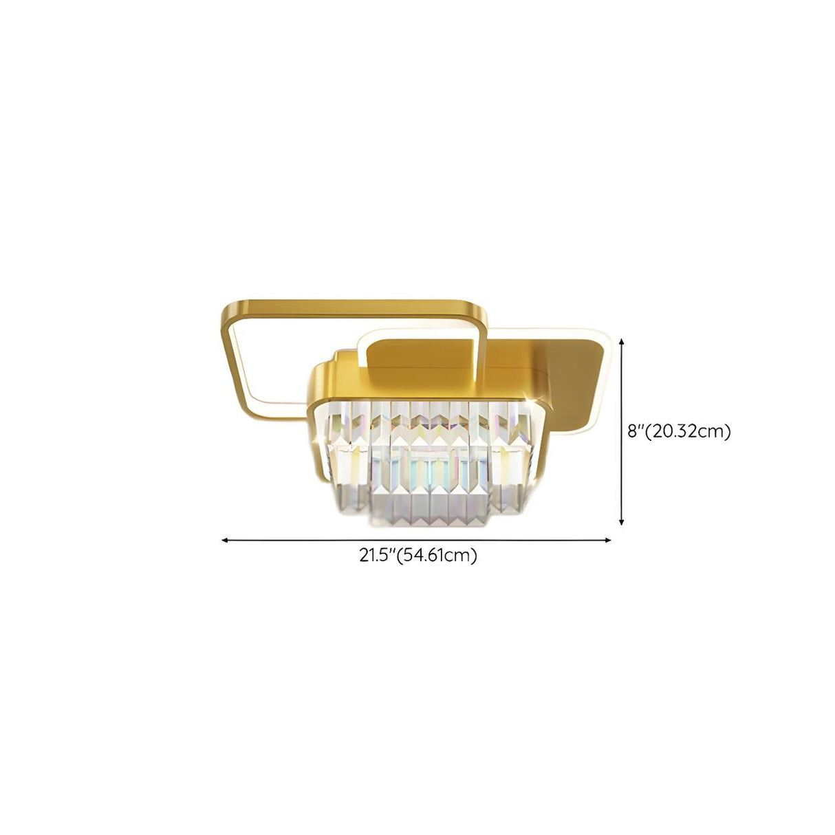 Bedroom Golden Square Crystal LED Flush Mount Light Image - 17