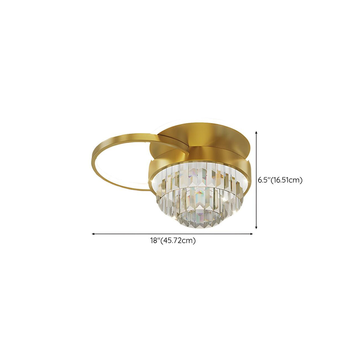 Bedroom Golden Square Crystal LED Flush Mount Light Image - 18