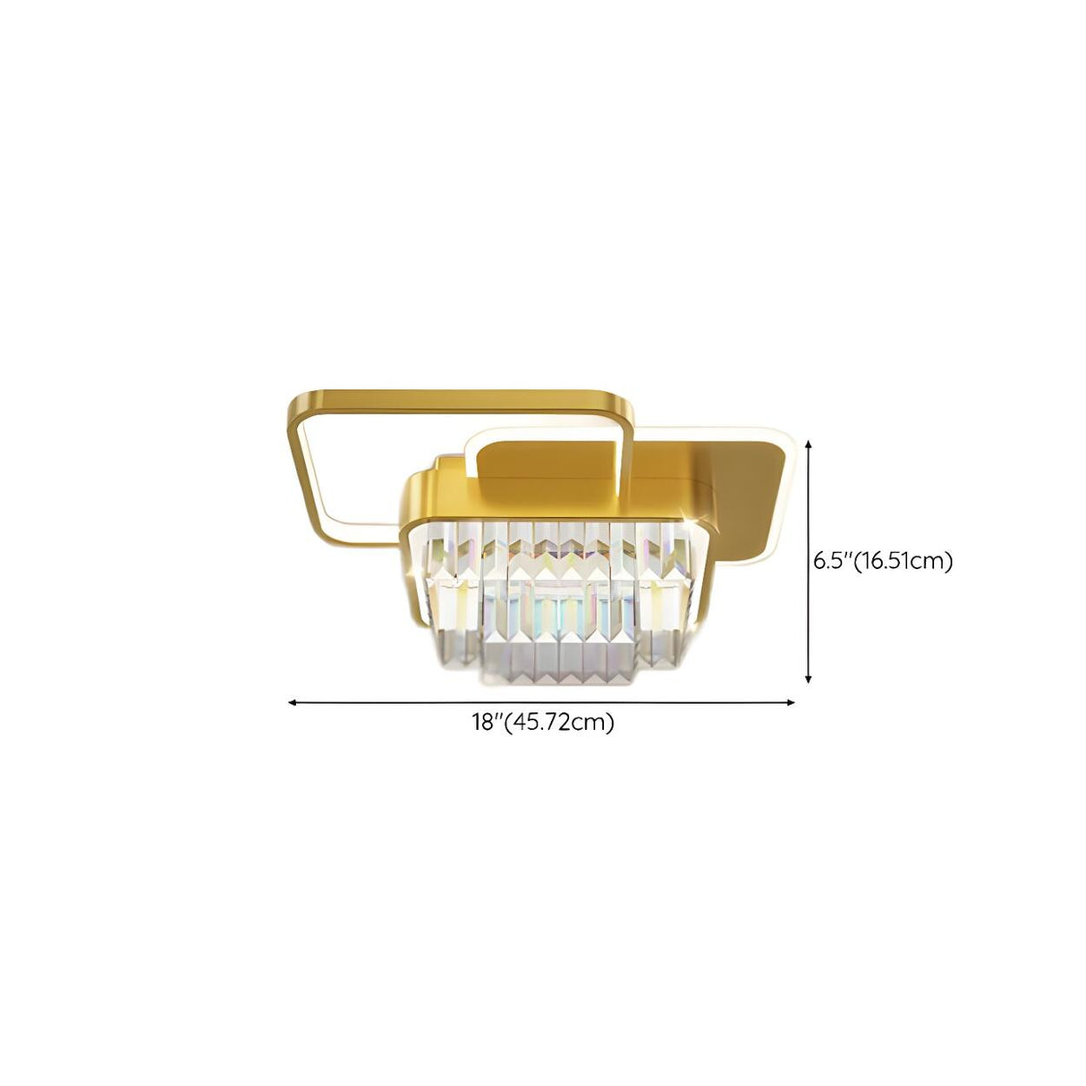 Bedroom Golden Square Crystal LED Flush Mount Light Image - 19