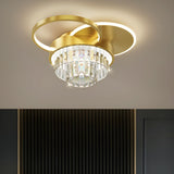 Bedroom Golden Square Crystal LED Flush Mount Light Image - 3