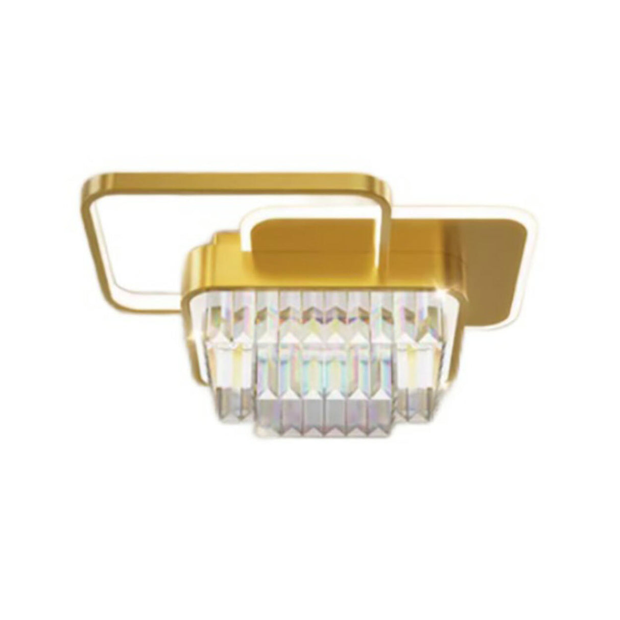 Bedroom Golden Square Crystal LED Flush Mount Light Image - 5