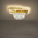 Bedroom Golden Square Crystal LED Flush Mount Light Image - 6