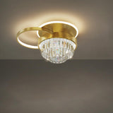 Bedroom Golden Square Crystal LED Flush Mount Light Image - 7