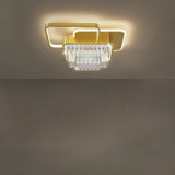 Bedroom Golden Square Crystal LED Flush Mount Light Image - 8