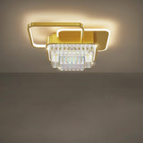 Bedroom Golden Square Crystal LED Flush Mount Light Image - 9