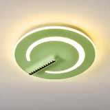 Bedroom Green Metal Circle Flush Mount Ceiling Light Image - 9