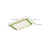 Bedroom Green Rectangular Flush Mount Ceiling Light #size