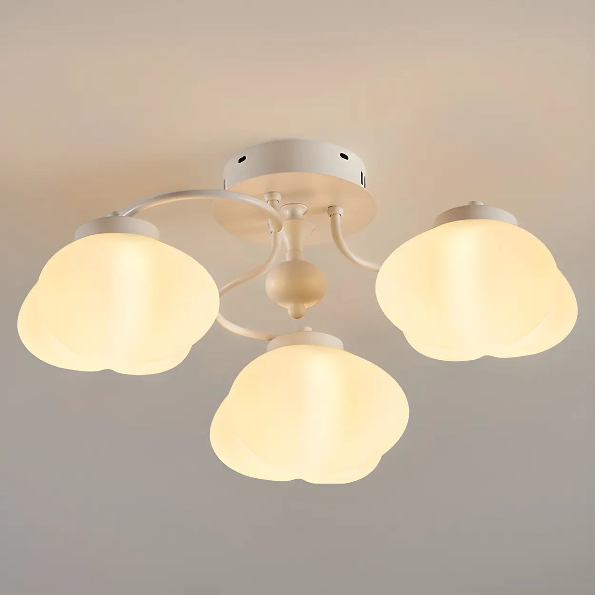 Bedroom Green Resin Flower Semi-Flush Mount Lamp 3-Head Image - 11
