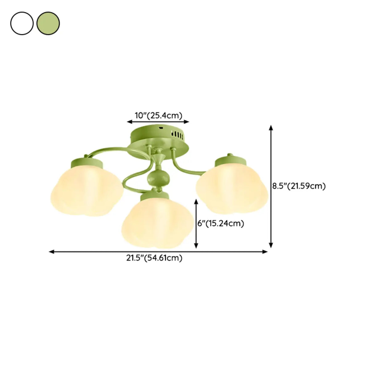 Bedroom Green Resin Flower Semi-Flush Mount Lamp 3-Head Image - 14