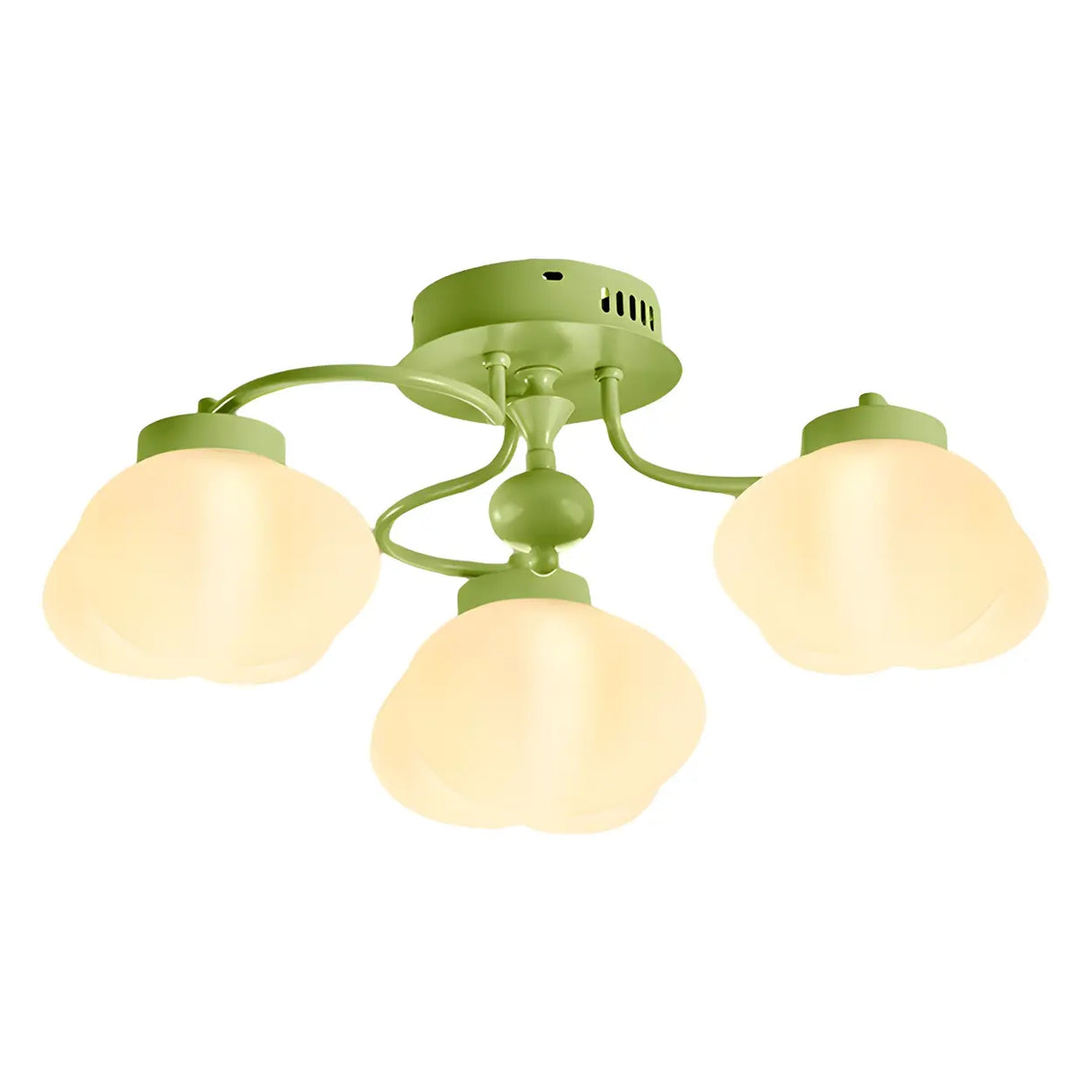 Bedroom Green Resin Flower Semi-Flush Mount Lamp 3-Head Image - 5