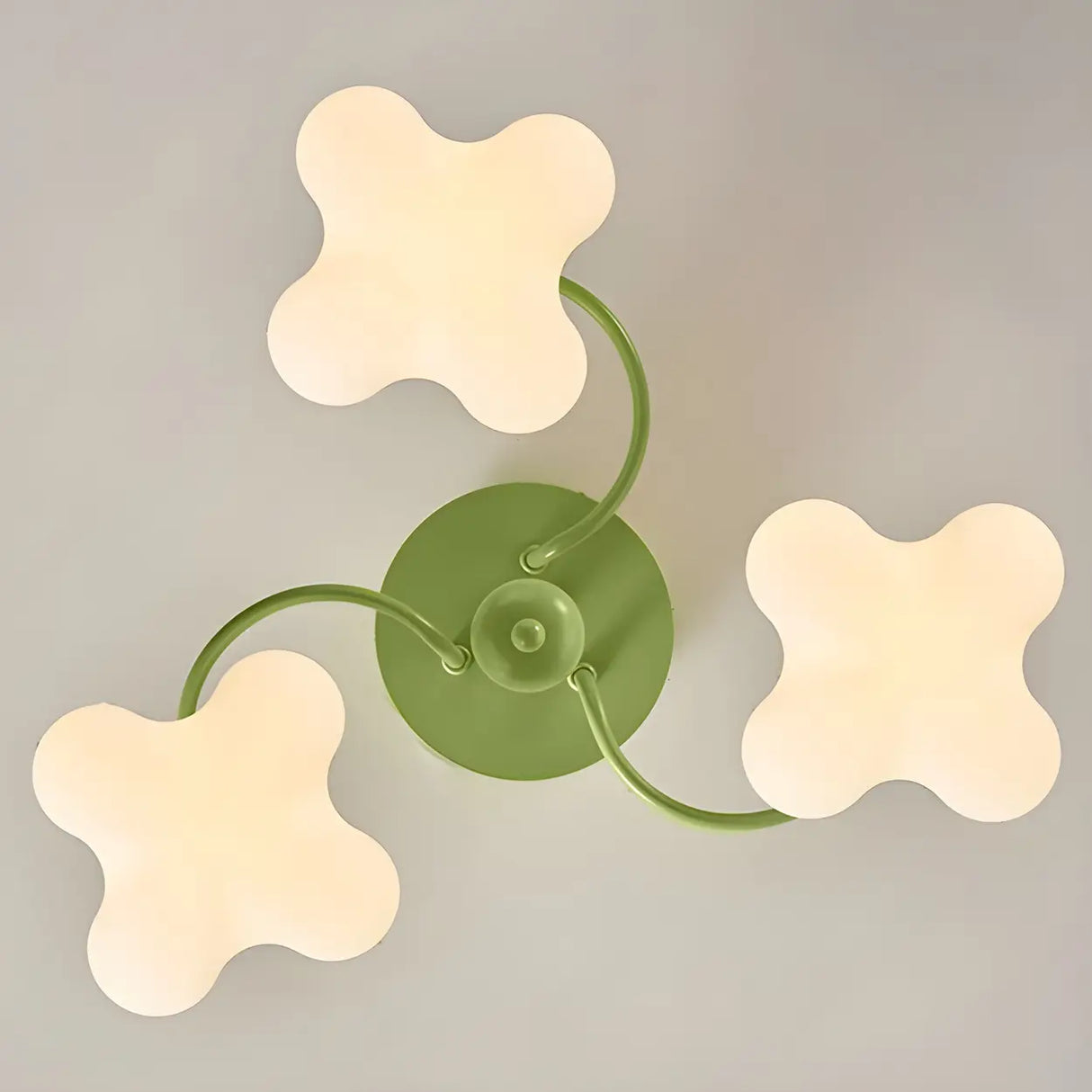 Bedroom Green Resin Flower Semi-Flush Mount Lamp 3-Head Image - 7