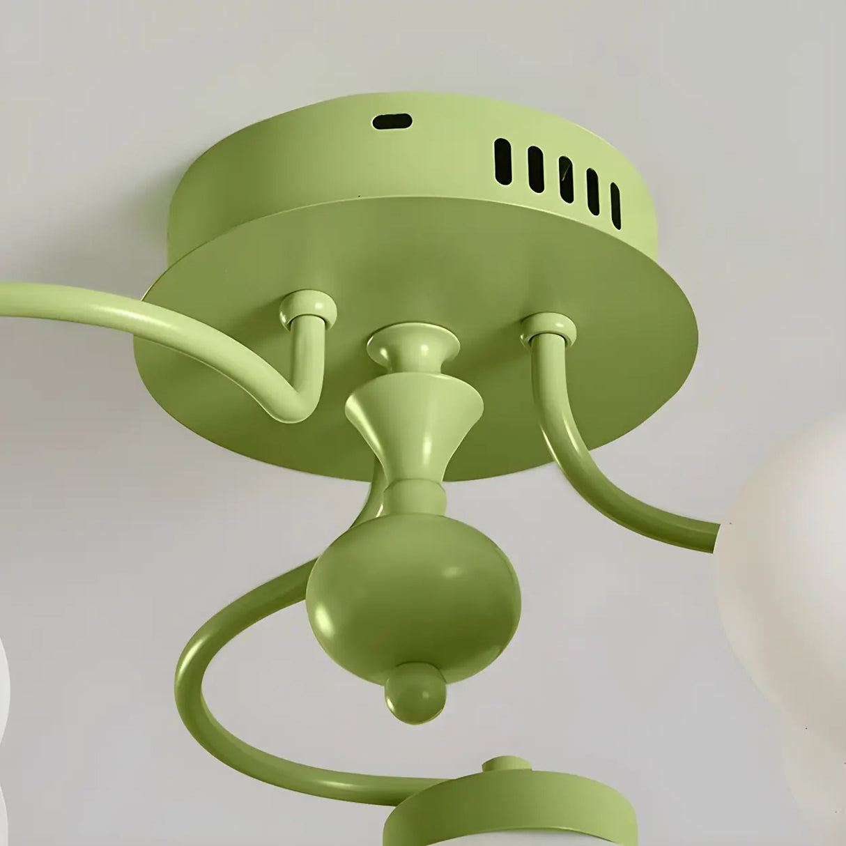 Bedroom Green Resin Flower Semi-Flush Mount Lamp 3-Head Image - 8