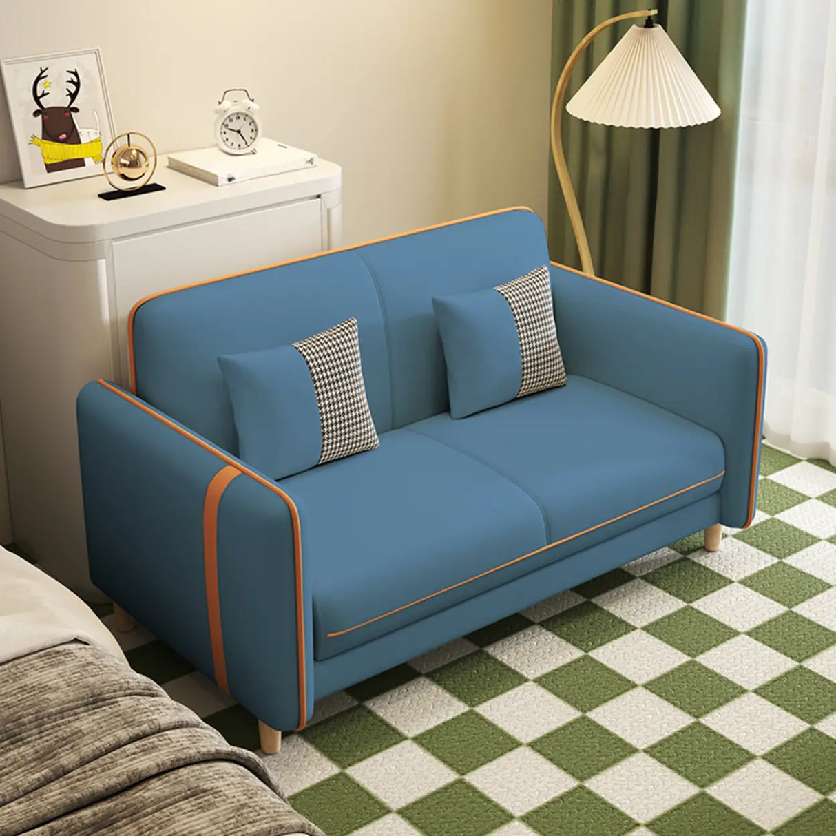 Bedroom Green Stain Resistant Loveseat with Pillow Image - 3
