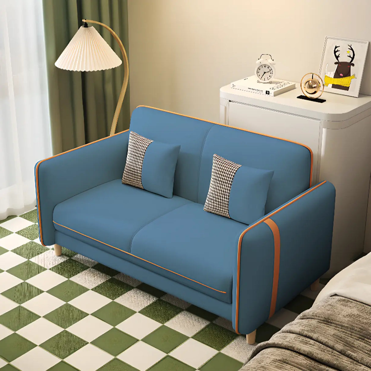 Bedroom Green Stain Resistant Loveseat with Pillow Image - 4