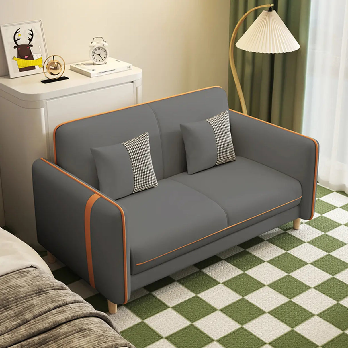 Bedroom Green Stain Resistant Loveseat with Pillow Image - 5