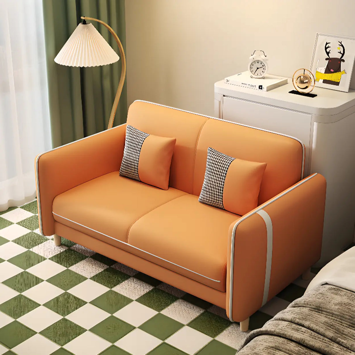 Bedroom Green Stain Resistant Loveseat with Pillow Image - 6