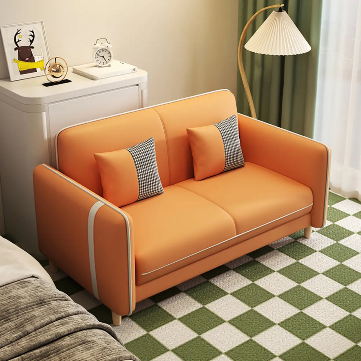 Bedroom Green Stain Resistant Loveseat with Pillow Image - 7