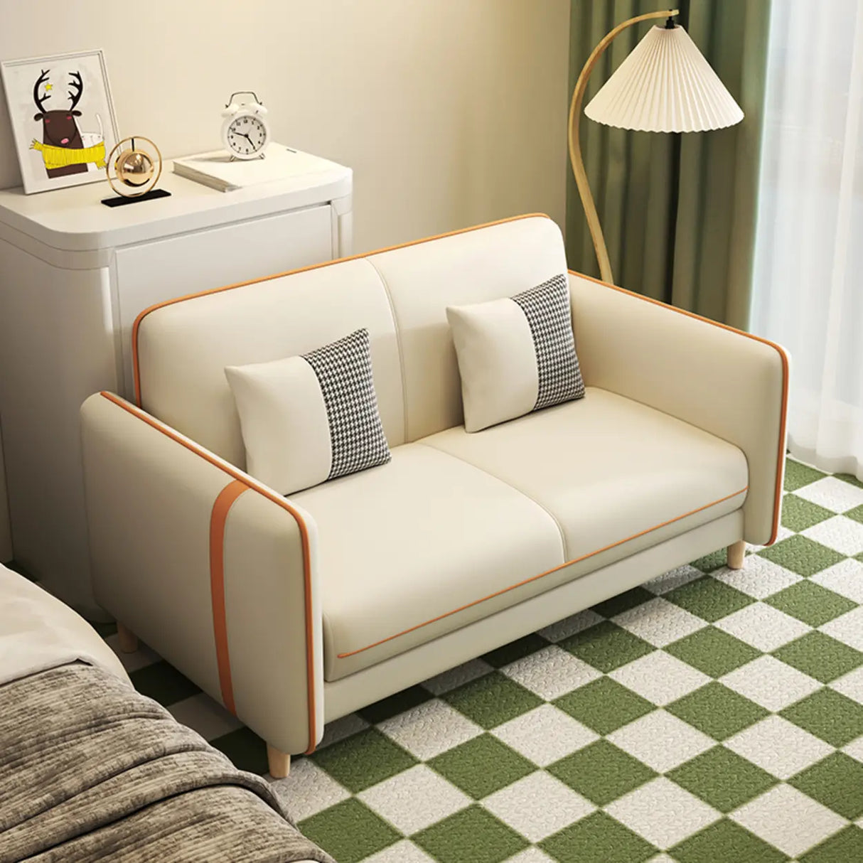Bedroom Green Stain Resistant Loveseat with Pillow Image - 8